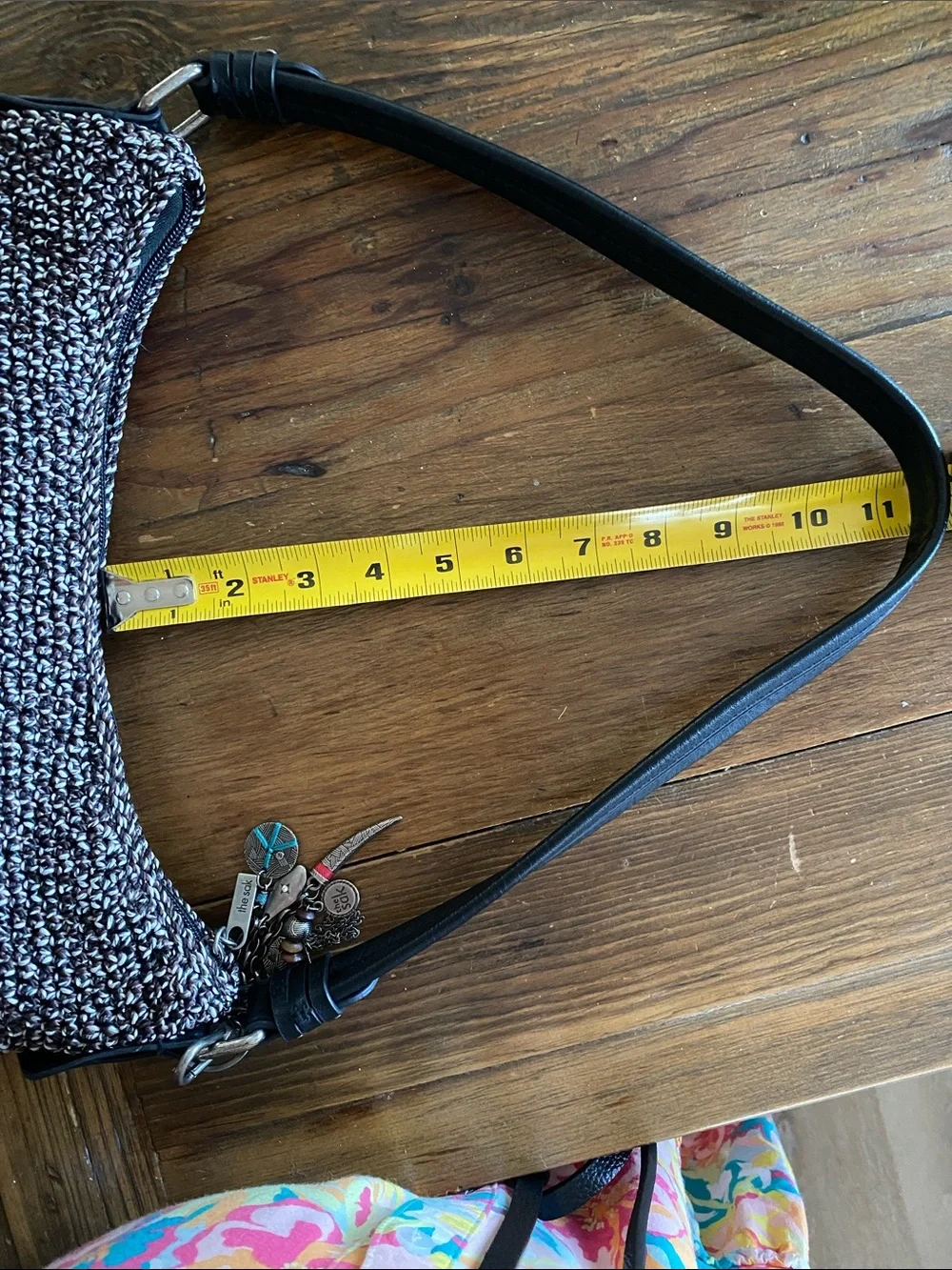 The Sak Crochet Hobo bag w/ leather strap Silver Hardware & Zippered Pocket